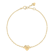 Armbånd hammerslået hjerte 8x7mm 16-17-18 cm forgyldt 925