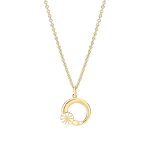 Marguerit collier cirkel 7,5mm 24 kt forgyldt hvid emalje 45-48cm 925