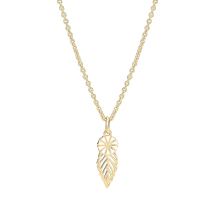 Marguerit collier blad 7,5mm 24 kt forgyldt hviMard emalje 45-48cm 925