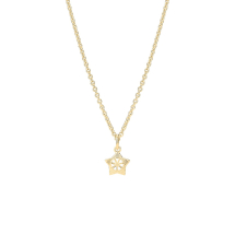 Marguerit collier stjerne 5mm 24 kt forgyldt hvid emalje 45-48cm 925
