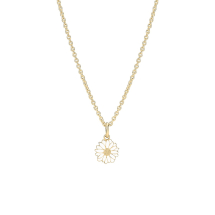 Marguerit blomst collier 11mm 24 kt forgyldt hvid emalje 45-48cm 925
