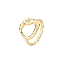 Marguerit ring cirkel 7,5mm 24 kt forgyldt hvid emalje 925