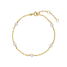 Armbånd med 5 ferskvandsperler 4-4,5mm 16-17,5-19cm 333