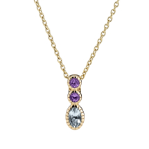 Collier med ametyst 3mm og topaz 6x4 mm 45-48 cm 333