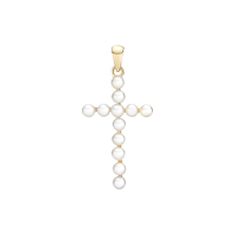 Vedhæng kors 25x15mm med ferksvandsperler 12x2,5-3mm 333