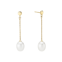 Ørehænger kæde og ferskvandsperle 8 mm  dråbe 375