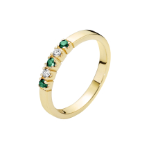 Ring alliance med smaragd og diamanter 0,06ct W.SI 585