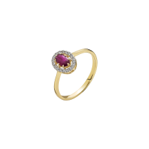 Ring med rubin og diamanter 0,11 ct 585