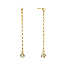 Ørehænger roset med diamanter 16x0,01ct W.SI. længde 4,5cm 585