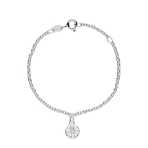 Marguerit armbånd 7,5mm hvid emalje 14-16cm 925