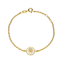 Marguerit armbånd 11mm 24 kt forgyldt hvid emalje 16-17-19cm 925