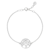 Marguerit armbånd livets træ 18 mm 4x5 mm hvid emalje 17-18-19 cm 925