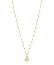 Marguerit collier 9mm 24 kt forgyldt hvid emalje 36-38cm 925