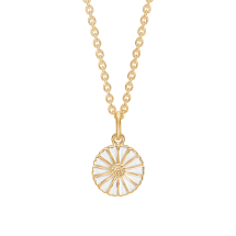 Marguerit collier 11 mm 24kt forgyldt hvid emalje 45-48 cm 925