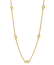 Marguerit collier med 5x7,5mm hvid emalje 24 kt forgyldt 42-45cm 925