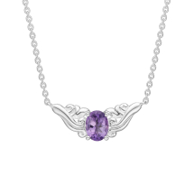 Collier med ametyst 6x8 mm 45-48 cm 925