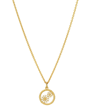 Marguerit collier 7,5+5mm i snoet ring 15mm 24kt forgyldt hvid emalje 45-48cm 925