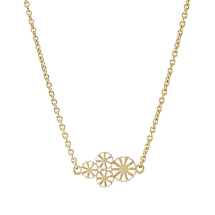 Marguerit collier 1x7,5mm og 3x5mm 24kt forgyldt hvid emalje 45-48cm 925