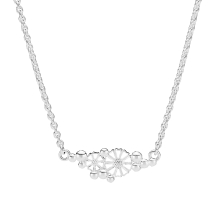 Marguerit collier 1x5mm og 1x7,5mm med kugler hvid emajle 45-48 cm 925