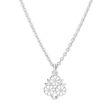 Marguerit collier 3x5 mm med blad 14x10 mm  hvid emalje 45-48cm 925