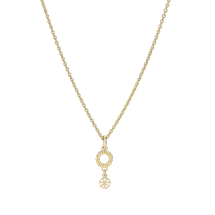 Marguerit collier med 5mm og flettet cirkel 24kt forgyldt og hvid emalje45-48cm 925