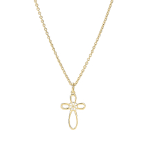 Marguerit collier kors 1x5mm 24kt forgyldt hvid emalje 45-48cm 925