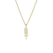 Marguerit collier ferskvands perler og 7,5mm 24kt forgyldt 45-48cm 925