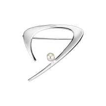 Broche mat/blank med ferskvandsperle 5-5,5mm bredde 40mm 925