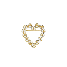 Marguerit broche hjerte med 14x5mm hvid emalje 24 kt forgyldt 925