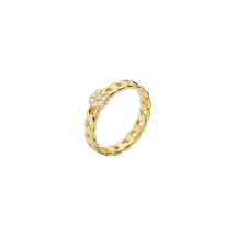 Marguerit ring panser 5 mm 24kt forgyldt hvid emalje 925