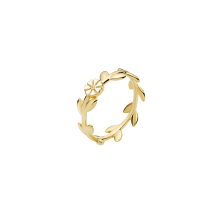 Marguerit ring 5mm krans 24kt forgyldt hvid emalje 925