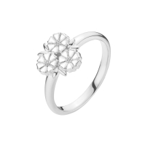 Marguerit ring blad 3x5mm 11x11 mm hvid  emalje 925