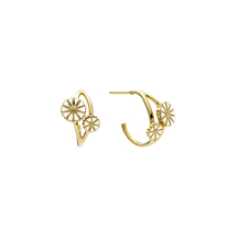 Marguerit creol 1x5mm og 1x7,5mm diameter 14mm 24 kt forgyldt hvid emalje 925