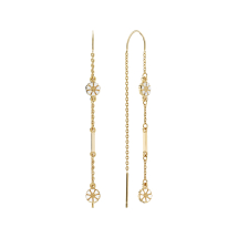 Marguerit ørehænger 2x5mm med pind 24 kt forgyldt hvid emalje 925