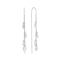 Marguerit ørehænger 5mm med blade hvid emalje 925