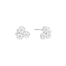 Marguerit ørestik 3x5mm med blad 9x11mm hvid emalje 925