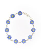 Armbånd Forglem-mig-ej med blå og gul emalje 925