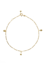 Figaro ankelkæde med hjerte og stjerne 2mm  23-25cm 585