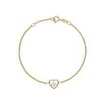 Marguerit armbånd hjerte med 1x5mm 24 kt forgyldt hvid emalje 17-19cm 925