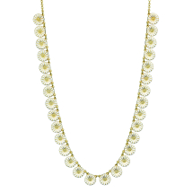 Marguerit collier med 30x11mm 24 kt forgyldt 48cm hvid emalje 925