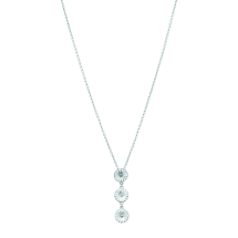 Marguerit collier med 3x11mm lodret hængende 42-45cm hvid emalje 925