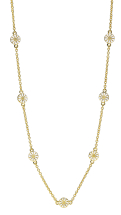Marguerit collier med 9x7,5mm hvid emalje 24 kt forgyldt 45-48cm 925