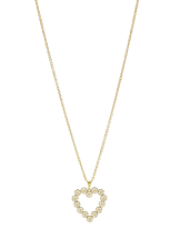 Marguerit collier med vedhæng hjerte 14x5mm 24 kt forgyldt 42-45cm 925