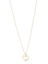 Marguerit collier med vedhæng hjerte 1x5mm 24 kt forgyldt 42-45cm 925