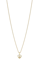 Marguerit collier med vedhæng trådhjerte 1x5mm forgyldt hvid emalje 0,35/38-42cm 925