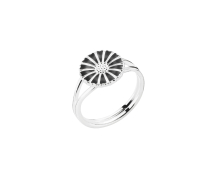 Marguerit ring 11mm sort emalje 925