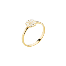 Marguerit ring 7,5mm 24 kt forgyldt hvid emalje 925