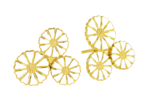 Marguerit ørestik med 2x7,5mm + 1x9,5mm blomster 24 kt forgyldt hvid emalje 925