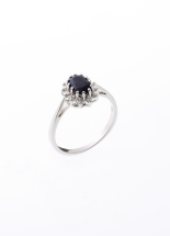 Ring hvidguld roset med safir og diamant 0,06ct. W.P1 585