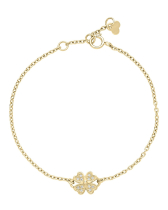 Armbånd kløver 7,5mm med zirkonia 14-15-16cm forgyldt 925